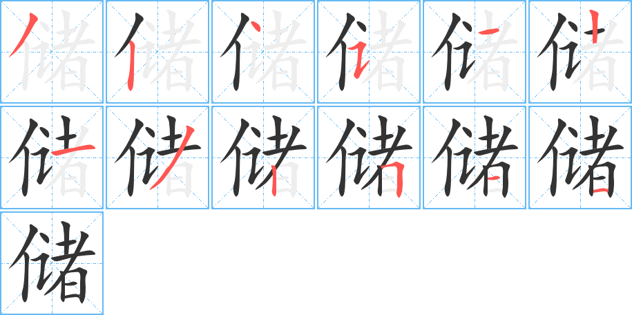 儲(chǔ)字筆畫寫法