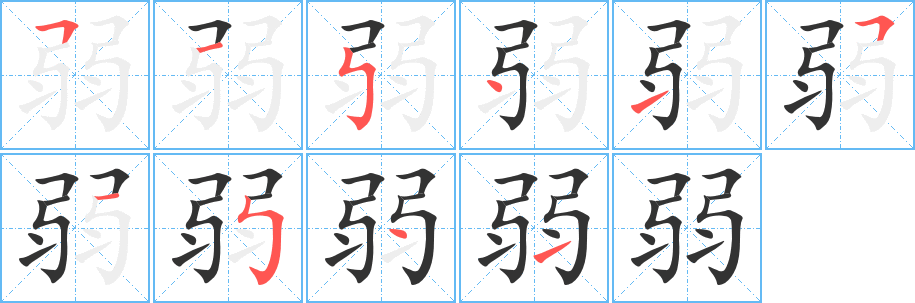 弱字筆畫(huà)寫法