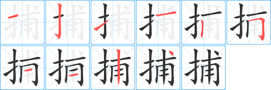 捕字筆畫(huà)寫(xiě)法