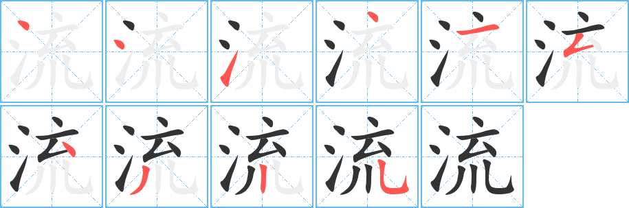 流字筆畫寫法