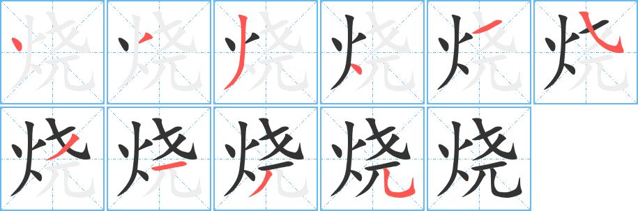 燒字筆畫寫法