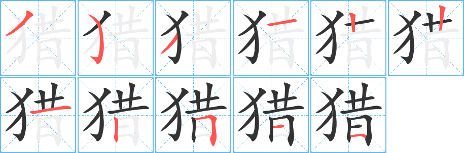 獵字筆畫(huà)寫(xiě)法