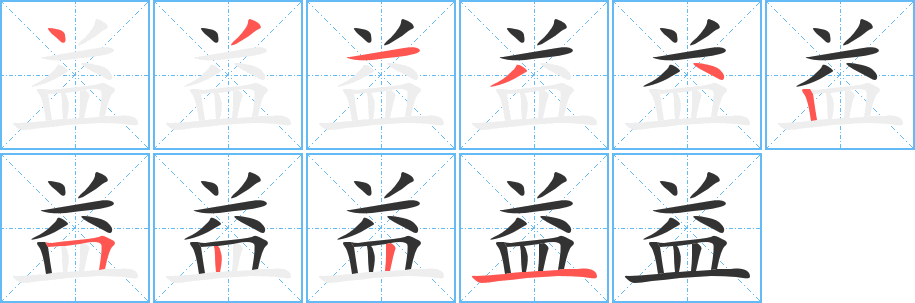 益字筆畫寫法