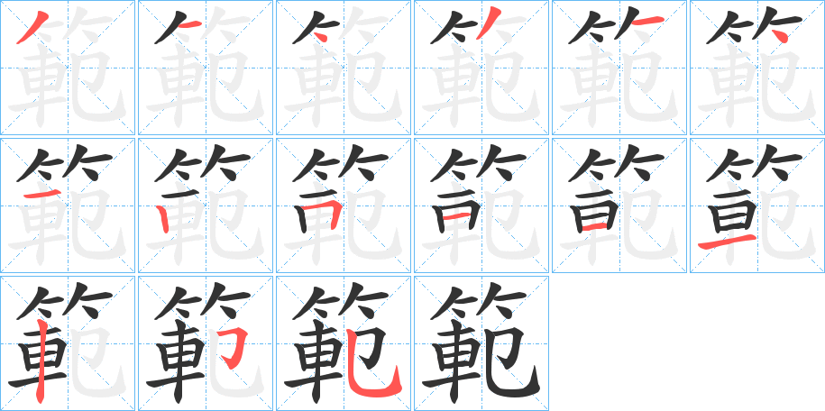 範(fàn)字筆畫寫法