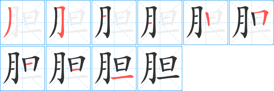 膽字筆畫(huà)寫(xiě)法