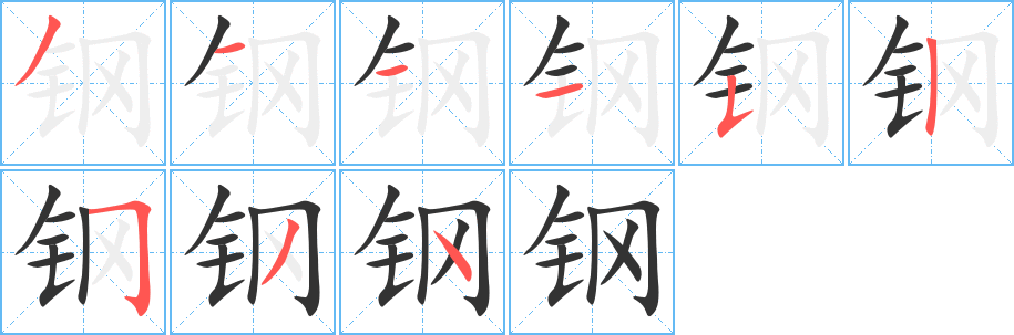 鋼字筆畫(huà)寫法